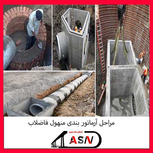 مراحل آرماتور بندی منهول فاضلاب